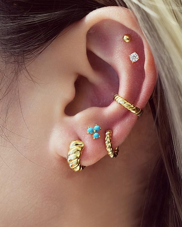 Alternative view of Ania Haie Gold Bold Texture Small Hoop Earrings