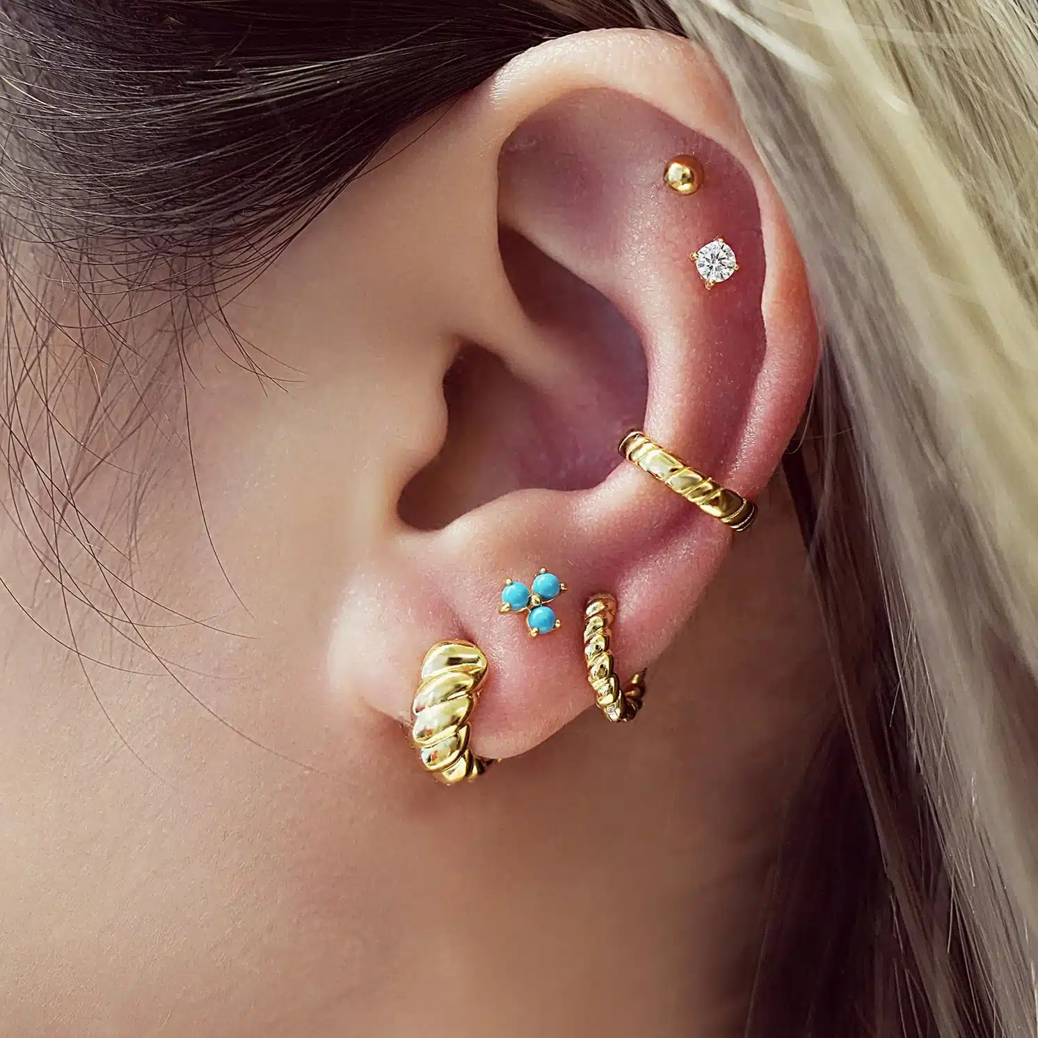 Ania Haie Gold Bold Texture Small Hoop Earrings - Bilde 2