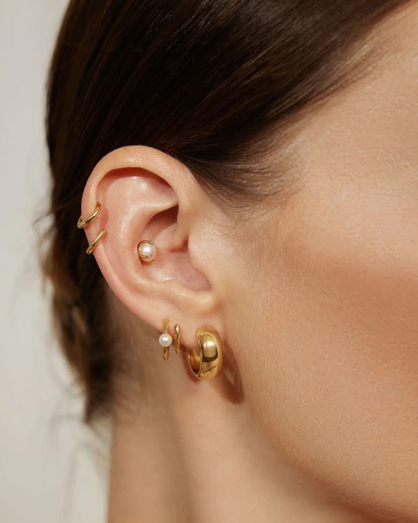 Alternative view of E064-06G ANIA HAIE GOLD CHUBBY MEDIUM HOOP EARRINGS E064-06G