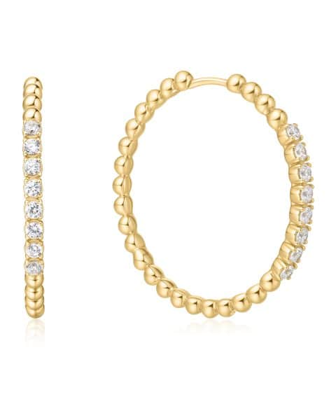 E065-05G ANIA HAIE GOLD LARGE CLAW SPHERE HOOP EARRINGS E065-05G
