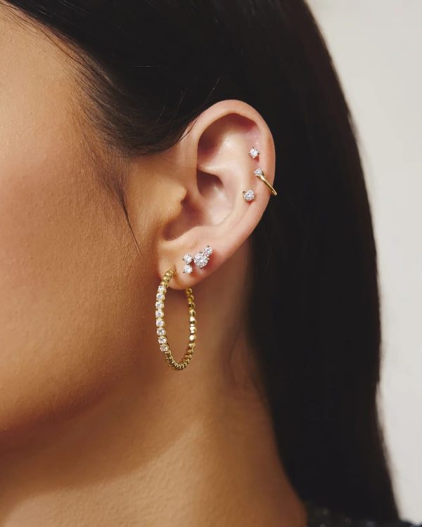 Alternative view of E065-05G ANIA HAIE GOLD LARGE CLAW SPHERE HOOP EARRINGS E065-05G