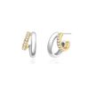 E072-05T ANIA HAIE TWO-TONE SPARKLING STUD HOOP EARRINGS E072-05