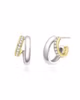 E072-05T ANIA HAIE TWO-TONE SPARKLING STUD HOOP EARRINGS E072-05