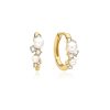 E074-05G ANIA HAIE GOLD SHELL PEARL CLUSTER HOOP EARRINGS E074-0