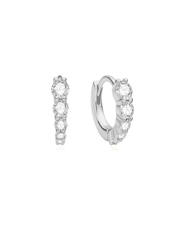 E075-03H ANIA HAIE SILVER GRADUATED SPARKLE HOOP EARRINGS E075-0