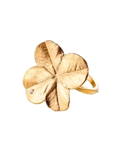 Firkløver Statement ring forgylt