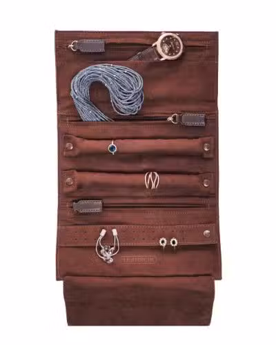 Alternative view of Leanschi jewellery travel pouch/brown