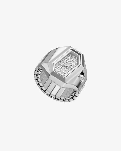Michael Kors Suri Pavé Silver-Tone Ring Watch