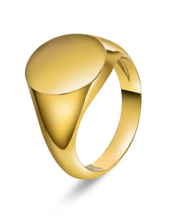 Signetring i gult gull 585, massiv - kan graveres. Størrelse 61