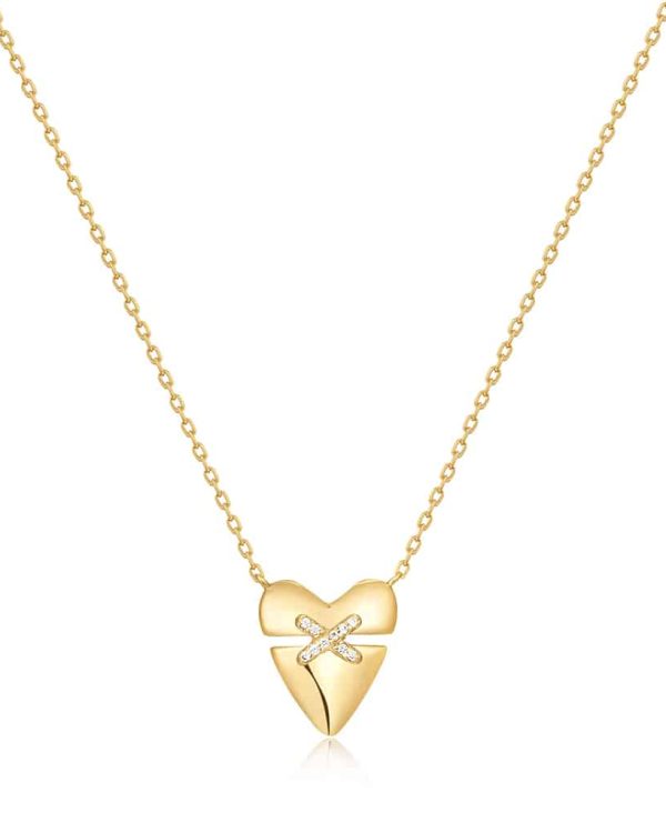 Ania Haie Gold Heart Kiss Pavé Necklace