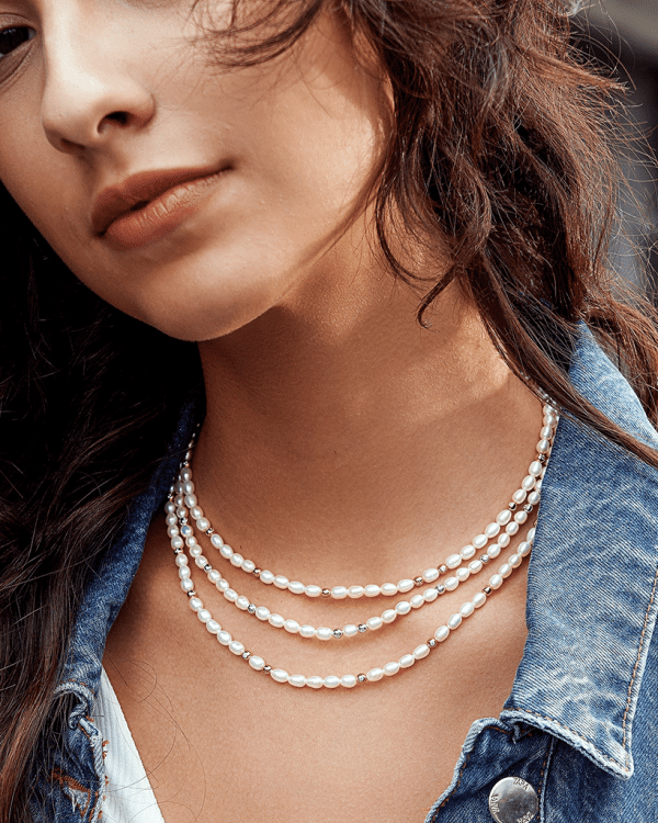 Alternative view of Ania Haie Gold Freshwater Pearl and White Cubic Zirconia Bezel Set Slider Necklace