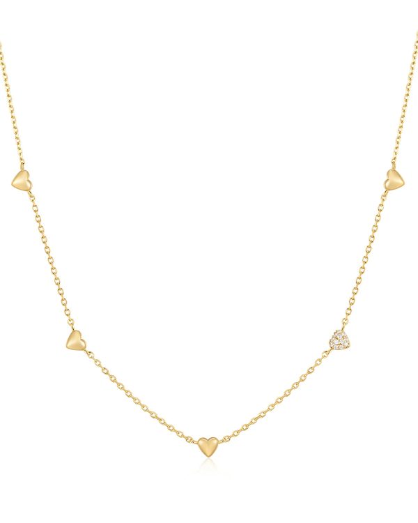 N074-05G ANIA HAIE GOLD PAVE PUFFED HEART NECKLACE N074-05G