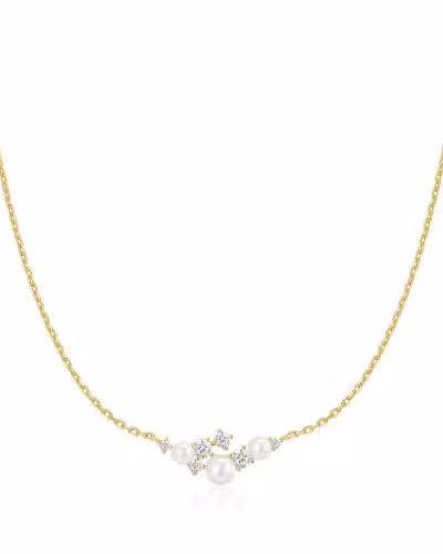 N074-06G ANIA HAIE GOLD SHELL PEARL CLUSTER NECKLACE N074-06G