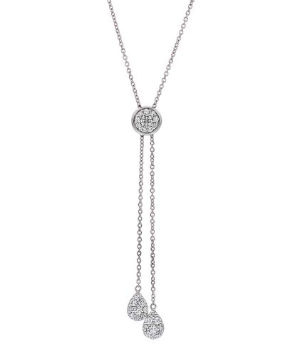Necklace 14k WG, 28 diamonds 0,50ct, G-si, 74cm