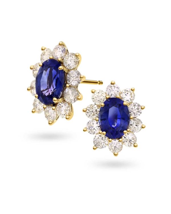 Ørepynt- Blå safir 2,15ct, Dia 1,36Twp