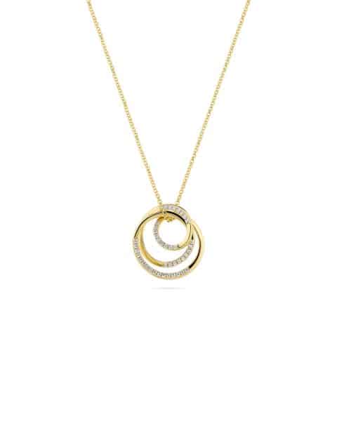 SJ-N2590-CZ-YG SPIRALE NECKLACE
