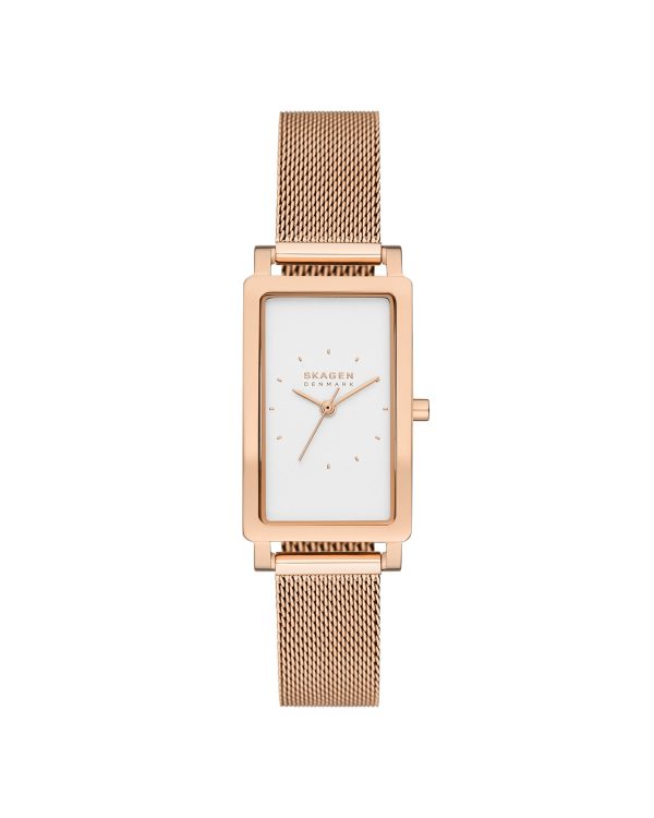 Skagen Hagen Lille Three-Hand Rose Gold Stainless Steel Mesh Tank Watch - SKW3095