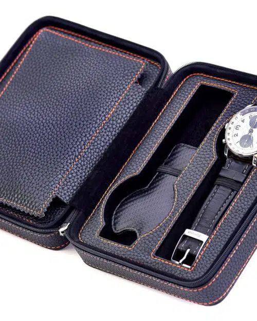 Alternative view of Leanschi ZIP-pouch storage | transport 4 watches | Black PU
