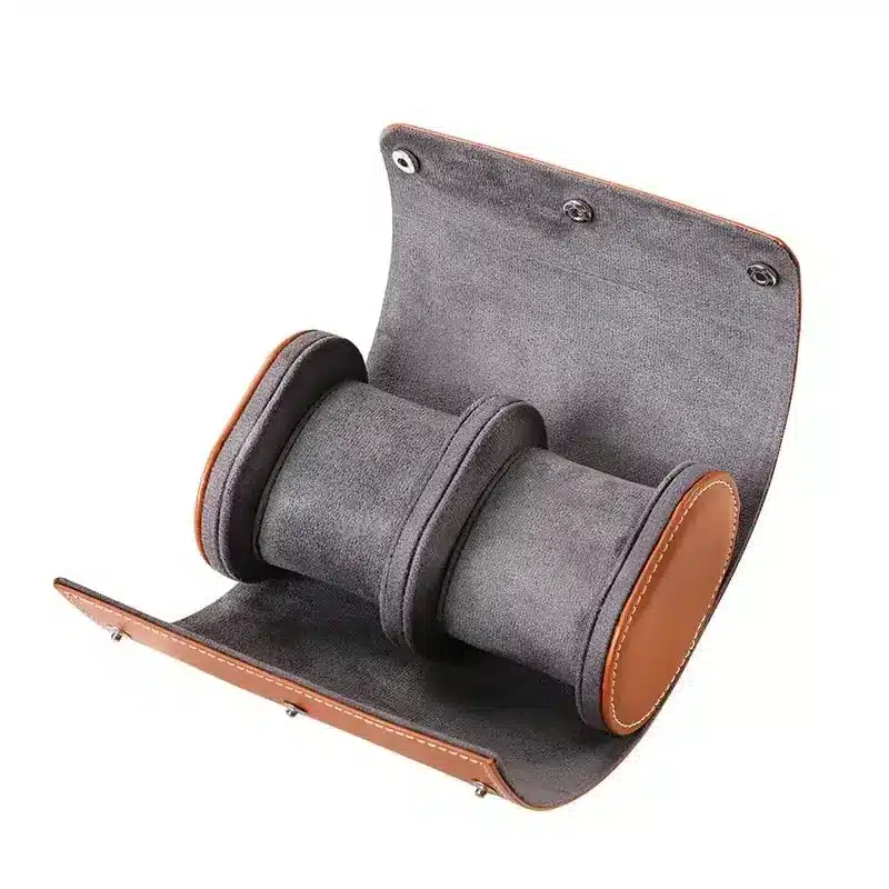 PT1023.03.BROWN LEATHER WATCH ROLL 3 / BROWN - Bilde 2